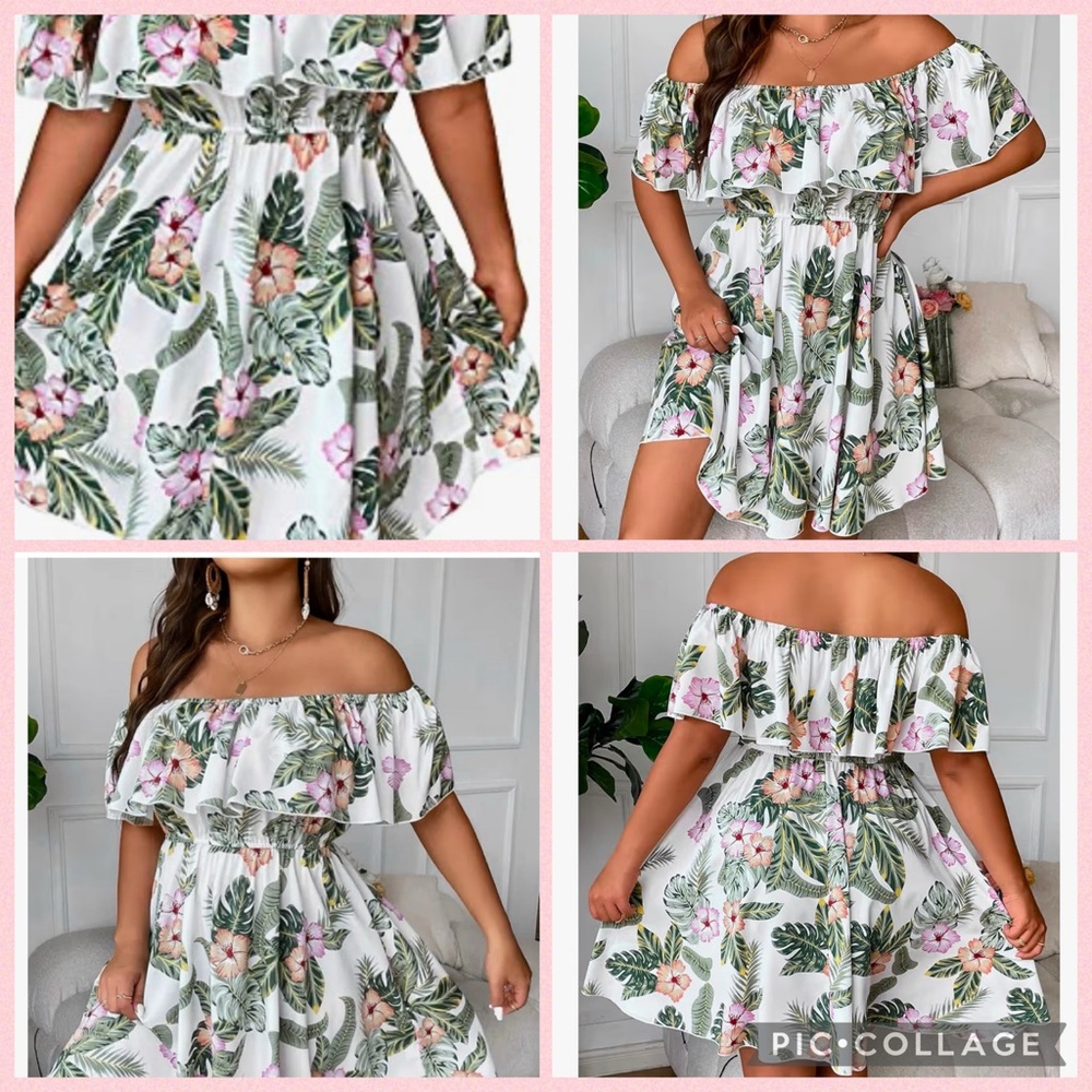 Floerns Women’s Plus Size Dress XL. Off Shoulder Ruffle Trim HS BRAND NEW.